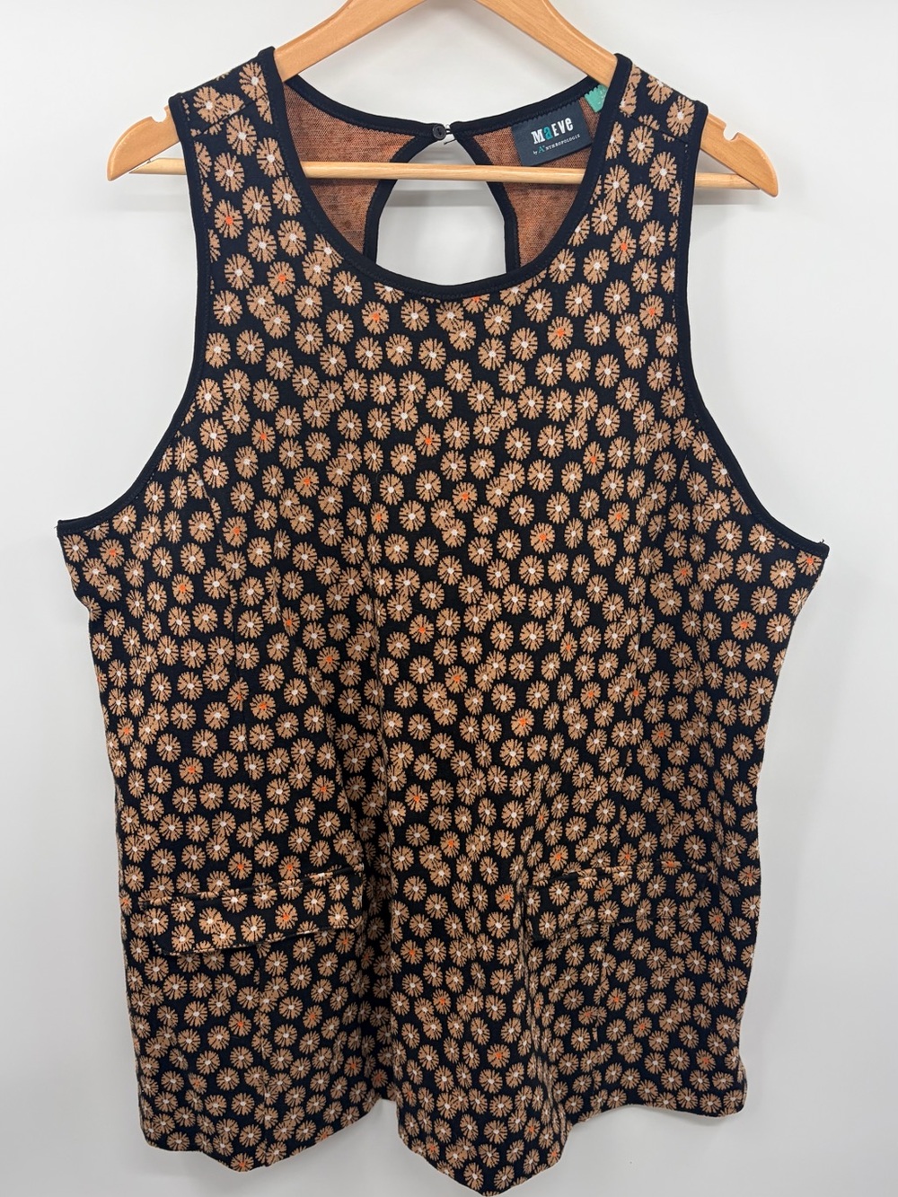 Anthropologie Maeve jacquard floral daisy sleeveless tunic top women’s 2X chic